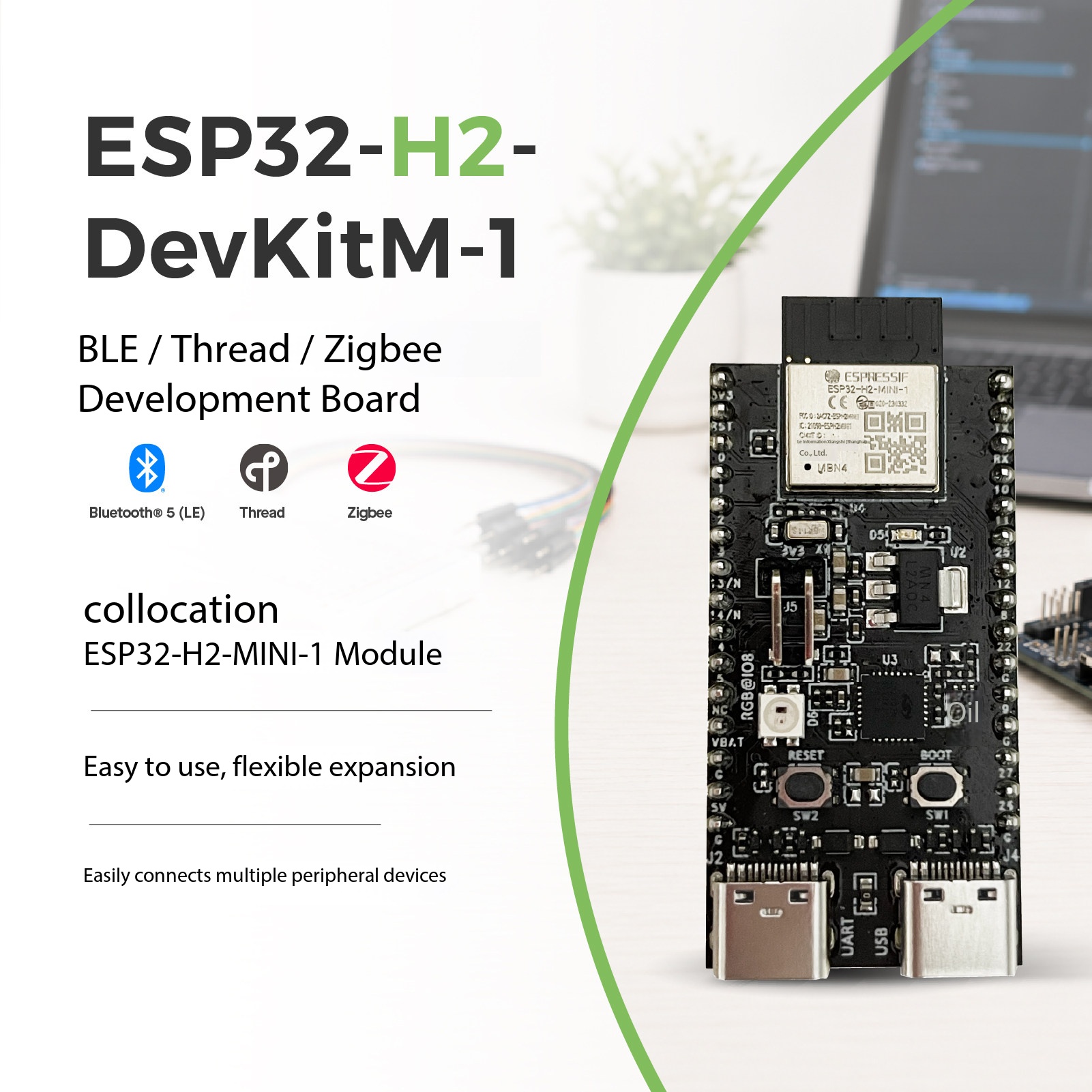 Esp32 H2 - Espressif ESP32-H2-DevKitM-1 802.15.4 RISC-Vボード、Zigbee、BLEメッシュ、低消費電力IoT、ブレッドボード、教室用モジュール