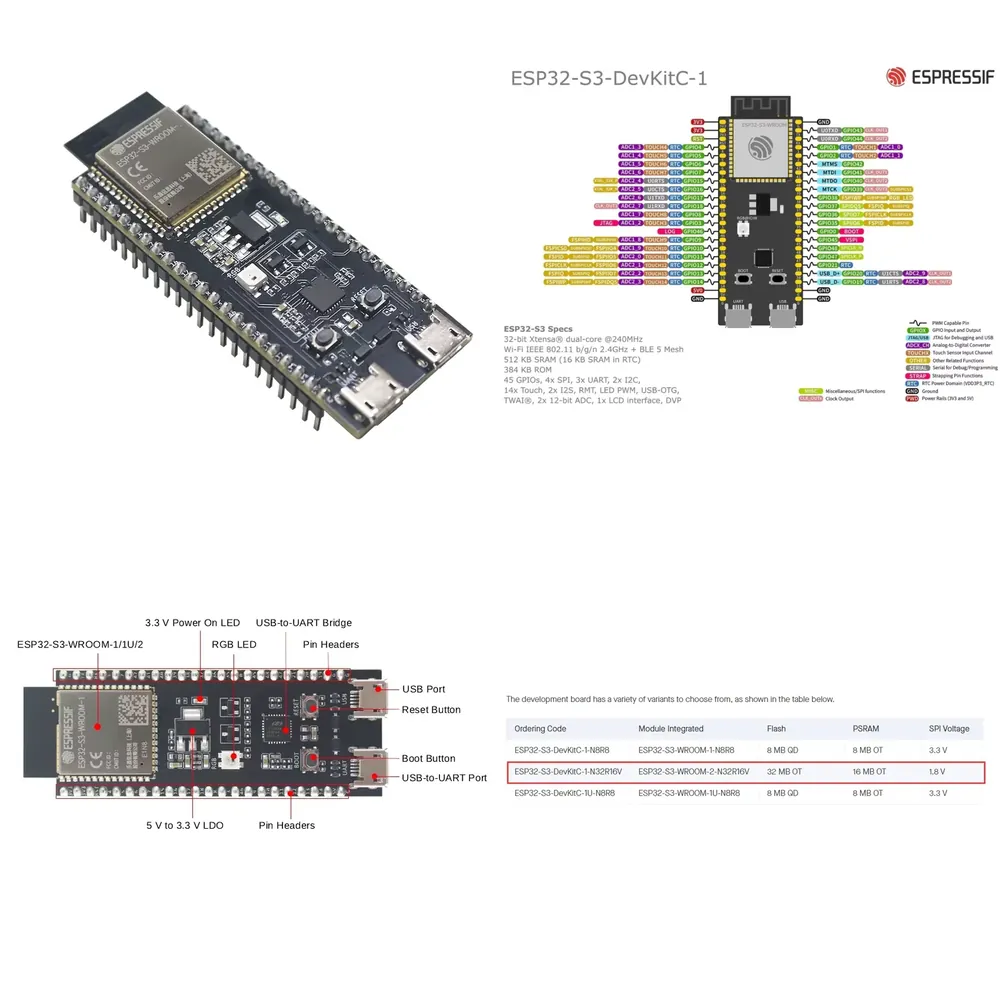Esp32 - Espressif ESP32-S3-DevKitC-1開発ボード、ESP32-S3-WROOM-2-N32R16Vモジュール搭載