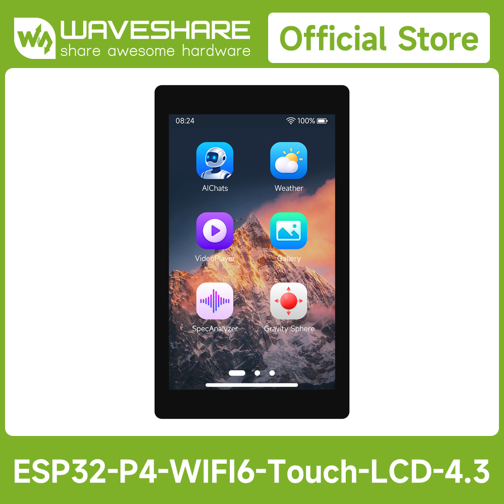 Esp32 P4 - Waveshare ESP32-P4-WIFI6 4.3インチ開発ボード、480 × 800解像度、5点タッチ、オンボードオーディオコーデックチップ Wi-Fi