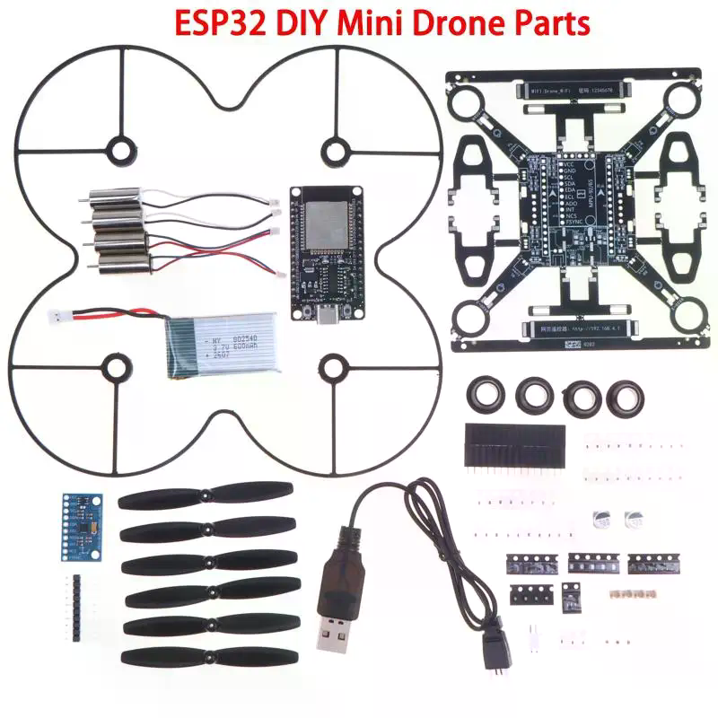 Esp32 Devkit - ESP32オープンソースミニドローンキット、DIY自作クアッドコプター完全組み立てパーツパック、STEM教育用、バッテリーなし E1